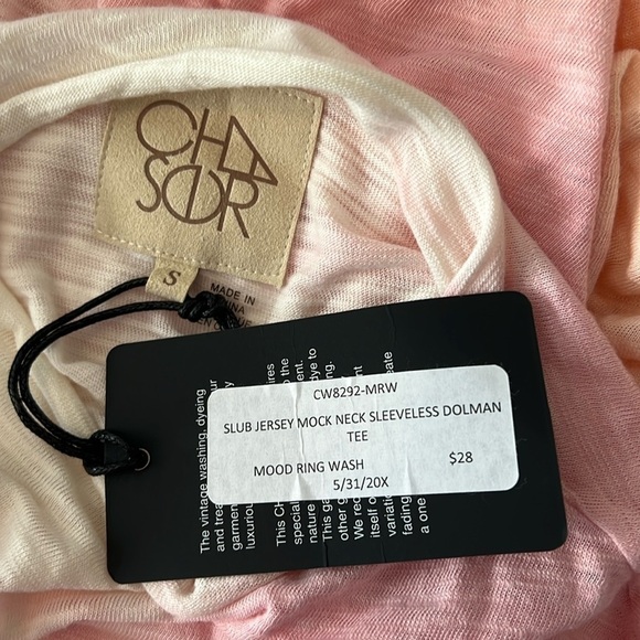 Chaser Slub Jersey Mock Neck Sleeveless Dolman Tee in Pink Ombre Size Small NWT - Picture 7 of 7